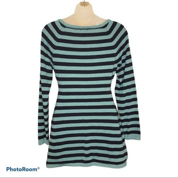 Merona Blue Striped Long Sleeve Tunic Top Size Medium - Picture 4 of 4